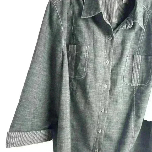 Alfred Dunner Women's Plus Size 24W Gray Jacket w/ Pockets & Roll-Up Sleeves - Picture 4 of 13